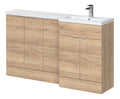 Hudson Reed Fusion Floor Standing Right Hand Combination, Stylish Bathroom Storage Unit, Bleached Oak, 1500mm