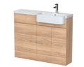 Hudson Reed Fusion Floor Standing Combination Vanity Unit & Right Hand Semi Recessed Basin, Sink Vanity Unit, Bleached Oak, 1100mm