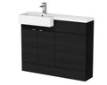 Hudson Reed Fusion Floor Standing 2 Door Vanity Unit & WC with Left Hand Semi Recessed Basin Combination, Sink Vanity Unit, Charcoal Black, 1100mm