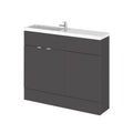 Hudson Reed Fusion Floor Standing 2 Door Vanity Unit & WC Combination Compact, Bathroom Storage Unit, Gloss Grey, 1000mm