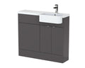 Hudson Reed Fusion Floor Standing 2 Door Vanity Unit & WC with Right Hand Semi Recessed Basin Combination, Sink Vanity Unit, Gloss Grey, 1000mm