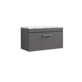 Nuie Athena Wall Hung 1-Drawer Vanity Unit with Laminate Worktop in Gloss Grey, Sleek Counter Top Vanity Unit in Gloss Grey, 800mm