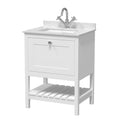 Old London Bexley Floor Standing 1 Drawer Vanity & 1 Tap Hole Marble Top, Stylish Vanity Unit with Basin, Pure White, 600mm