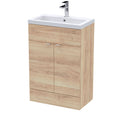 Hudson Reed Fusion Floor Standing Vanity Unit & Basin, Stylish Vanity Unit with Basin, Bleached Oak, 600mm