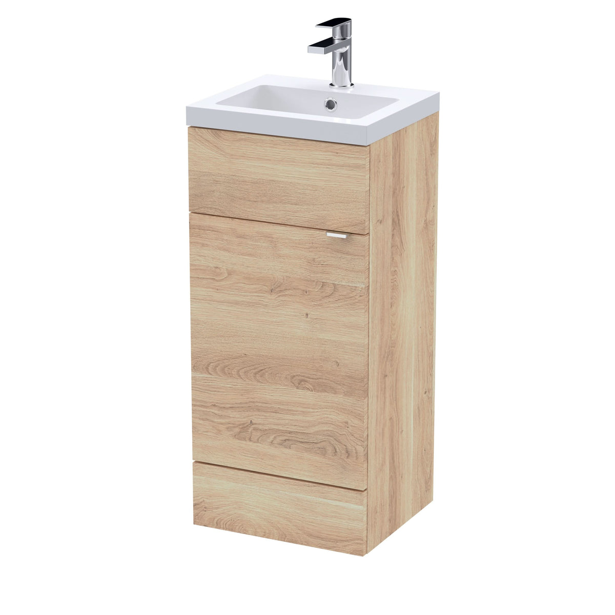 Hudson Reed Fusion Floor Standing Vanity Unit & Basin, Stylish Vanity Unit with Basin, Bleached Oak, 400mm