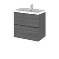Hudson Reed Fusion Wall Hung 2 Drawer Vanity Unit & Polymarble Basin, Sink Vanity Unit, Anthracite Woodgrain, 600mm