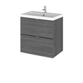 Hudson Reed Fusion Wall Hung 2 Drawer Vanity Unit & Polymarble Basin, Sink Vanity Unit, Anthracite Woodgrain, 500mm