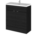 Hudson Reed Fusion Floor Standing 2 Door Vanity Unit & Ceramic Basin, Sink Vanity Unit, Charcoal Black, 800mm
