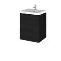 Hudson Reed Fusion Wall Hung 1 Door Vanity Unit & Polymarble Basin, Sink Vanity Unit, Charcoal Black, 400mm