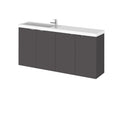 Hudson Reed Fusion Wall Hung Vanity Unit & Basin Compact, Stylish Sink Vanity Unit, Gloss Grey, 1200mm
