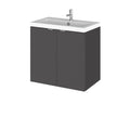 Hudson Reed Fusion Wall Hung 2 Door Vanity Unit & Polymarble Basin Compact, Stylish Sink Vanity Unit, Gloss Grey, 600mm