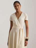 Ralph Lauren Women's Plain Belted Surplice Wrap Dress - Cream - Size 8