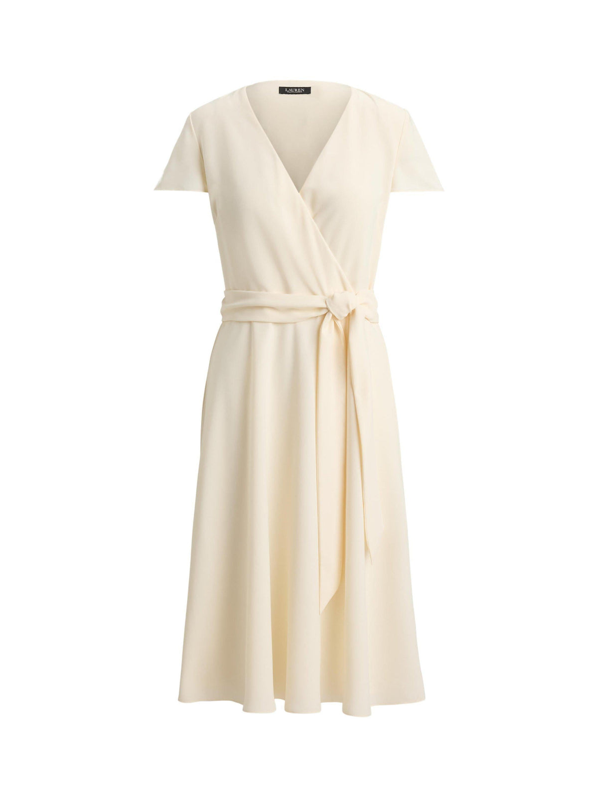 Ralph Lauren Women's Plain Belted Surplice Wrap Dress - Cream - Size 8