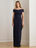 Ralph Lauren Women's Irene Crepe Off Shoulder Dress - Lighthouse Navy Size 8