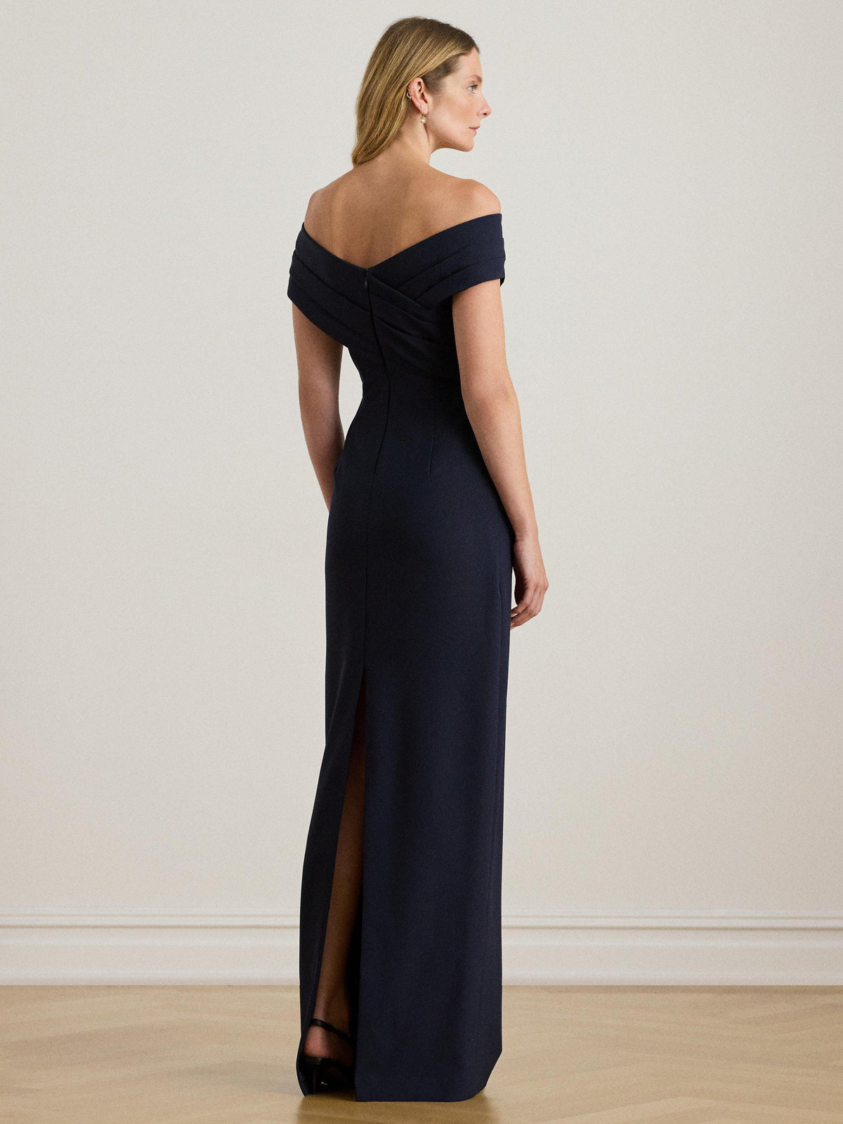 Ralph Lauren Women's Irene Crepe Off Shoulder Dress - Lighthouse Navy Size 8
