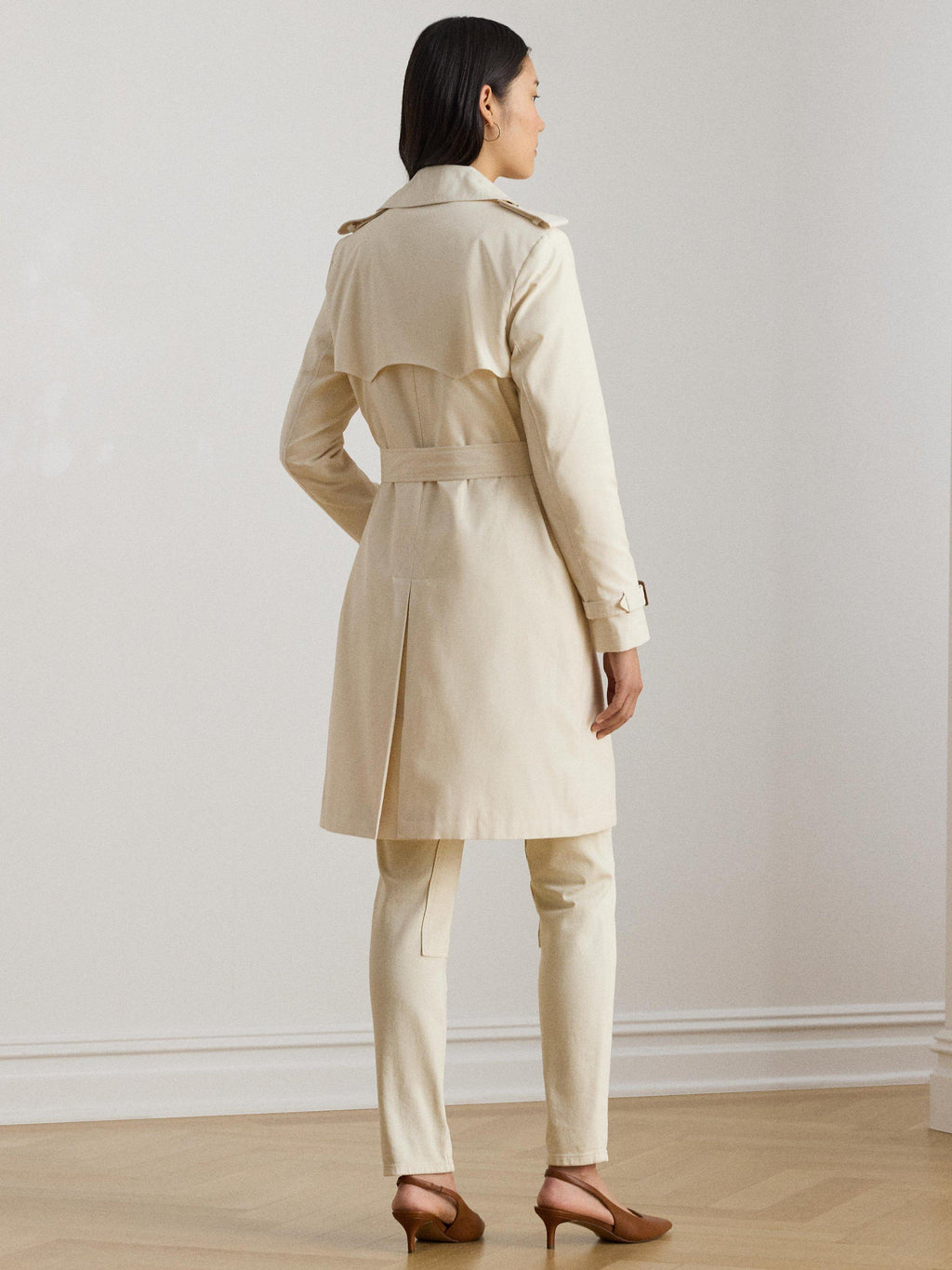 Ralph Lauren Double Breasted Women's Casual Trench Coat - Cream Size XS