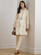 Ralph Lauren Double Breasted Women's Casual Trench Coat - Cream Size XS