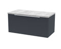 Hudson Reed Fluted Wall Hung 1-Drawer Vanity Unit & Bellato Grey Laminate Worktop, Counter Top Vanity Unit in Soft Black, 800mm