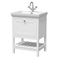 Old London Bexley Floor Standing 1 Drawer Vanity & 1 Tap Hole Fireclay Basin, Stylish Vanity Unit with Basin, Pure White, 600mm