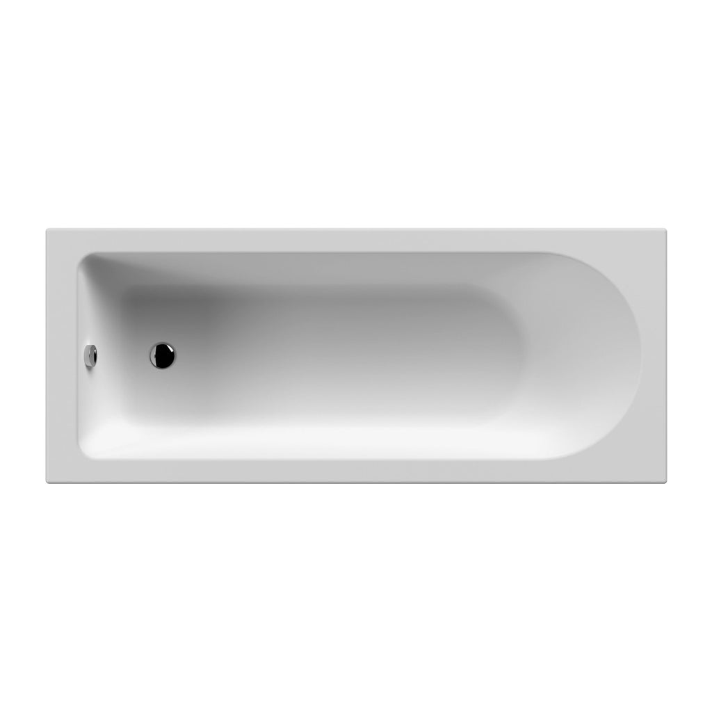 Nuie Barmby Eternalite Round Single Ended Straight Shower Bath, Traditional Freestanding Bath, White, 1700mm x 750mm