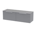 Hudson Reed Fluted Wall Hung 2-Drawer Vanity Unit & Grey Laminate Worktop, Counter Top Vanity Unit in Satin Grey, 1200mm