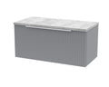 Hudson Reed Fluted Wall Hung 1-Drawer Vanity Unit & Bellato Grey Laminate Worktop, Counter Top Vanity Unit in Satin Grey, 800mm