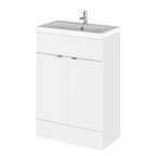 Hudson Reed Fusion Floor Standing 2 Door Vanity Unit & Polymarble Basin, Bathroom Sink Vanity Unit, 600mm