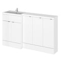 Hudson Reed Fusion Floor Standing 5 Door Vanity Basin & WC Left Hand Combination, Vanity Unit with Basin, Gloss White, 1500mm