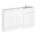 Hudson Reed Fusion Floor Standing 5 Door Vanity Basin & WC Right Hand Combination, Vanity Unit with Basin, Gloss White, 1500mm