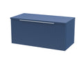 Hudson Reed Fluted Wall Hung 1-Drawer Vanity Unit & Blue Worktop, Stylish Counter Top Vanity Unit in Satin Blue, 1200mm