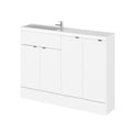 Hudson Reed Fusion Floor Standing 4 Door Vanity Basin Combination Compact, Stylish Vanity Unit with Basin, Gloss White, 1200mm