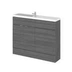 Hudson Reed Fusion Floor Standing 2 Door Vanity Basin & WC Combination Compact, Sink Vanity Unit, Anthracite Woodgrain, 1100mm