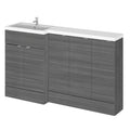 Hudson Reed Fusion Floor Standing 5 Door Vanity Basin Left Hand Combination, Sink Vanity Unit, Anthracite Woodgrain, 1500mm