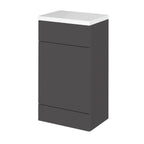 Hudson Reed Fusion Floor Standing WC Unit & Polymarble Top, Stylish Bathroom Storage Unit, Gloss Grey, 500mm