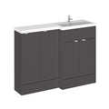 Hudson Reed Fusion Floor Standing 4 Door Vanity Basin Right Hand Combination, Stylish Bathroom Storage Unit, Gloss Grey, 1200mm
