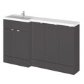 Hudson Reed Fusion Floor Standing 5 Door Vanity Basin Left Hand Combination, Stylish Bathroom Storage Unit, Gloss Grey, 1500mm