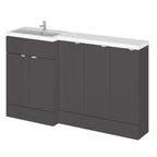Hudson Reed Fusion Floor Standing 5 Door Vanity Basin Left Hand Combination, Stylish Bathroom Storage Unit, Gloss Grey, 1500mm