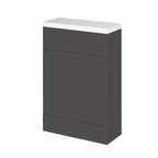 Hudson Reed Fusion Floor Standing WC Unit & Polymarble Top Compact, Stylish Bathroom Storage Unit, Gloss Grey, 600mm