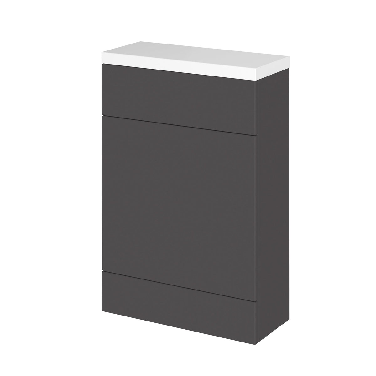 Hudson Reed Fusion Floor Standing WC Unit & Polymarble Top Compact, Stylish Bathroom Storage Unit, Gloss Grey, 600mm
