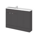 Hudson Reed Fusion Floor Standing 4 Door Vanity Basin Combination Compact, Stylish Vanity Unit with Basin, Gloss Grey, 1200mm