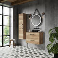 Hudson Reed Juno Wall Hung 2-Drawer Vanity Unit & Autumn Oak Worktop, Stylish Countertop Basin Unit in Autumn Oak, 800mm