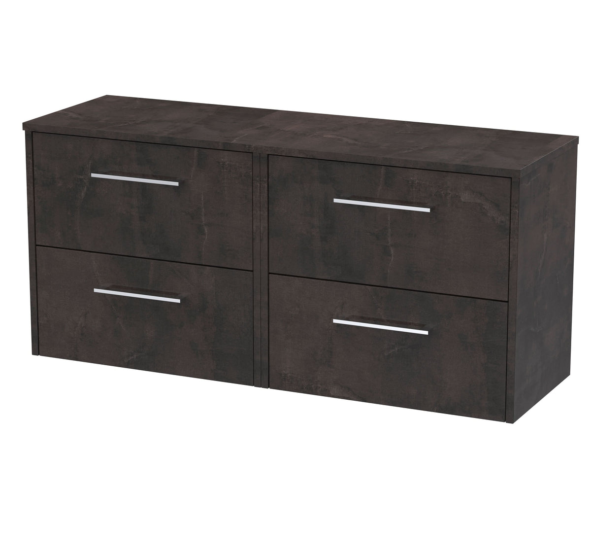 Hudson Reed Juno Wall Hung 4-Drawer Vanity Unit & Metallic Slate Worktop, Countertop Basin Unit in Metallic Slate, 1200mm