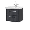 Hudson Reed Lille Wall Hung Vanity Unit with 1TH Basin, 2 Drawer Bathroom Vanity Unit, Durable Bathroom Furniture, Sink Vanity Unit for Modern Bathrooms, 600mm