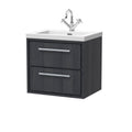 Hudson Reed Lille Wall Hung Vanity Unit with 2 Drawers and 1TH Basin, Modern Bathroom Vanity Unit with Basin, Sleek Sink Vanity Unit for Contemporary Bathrooms, 600mm
