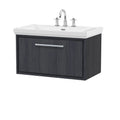 Hudson Reed Lille Wall Hung Vanity Unit with 3 Tap Hole Basin, Compact White Bathroom Vanity Unit, Durable Bathroom Furniture, Modern Sink Vanity for Stylish Bathrooms, 800mm