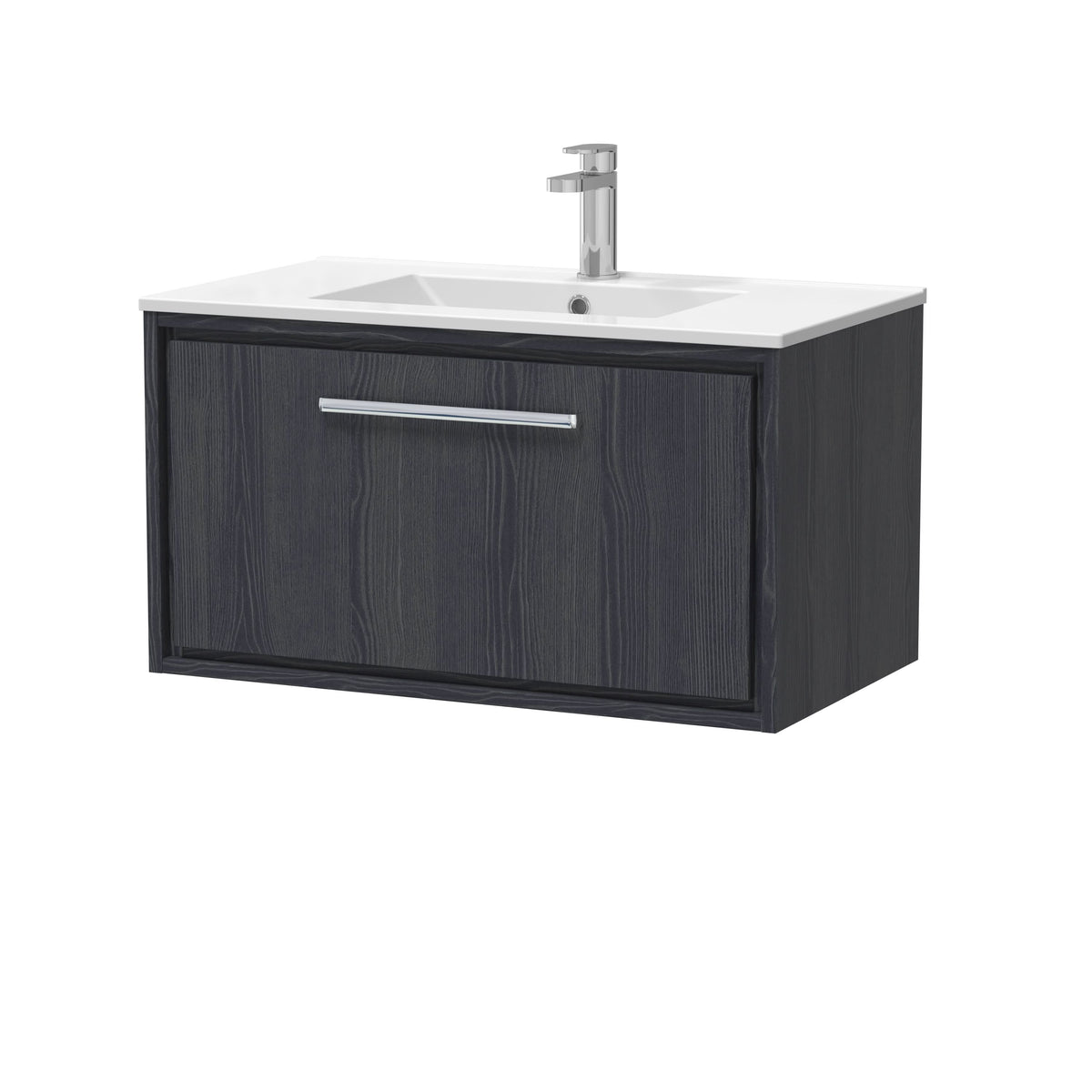 Hudson Reed Lille Wall Hung Vanity Unit with 1 Tap Hole Basin, Durable Bathroom Furniture, Compact White Sink Vanity Unit for Modern Bathroom Interiors, 800mm