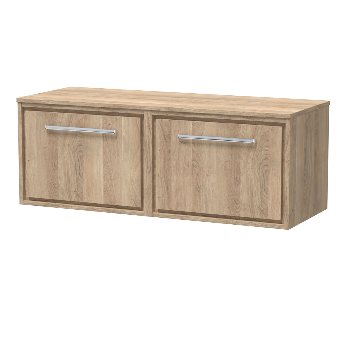 Hudson Reed Lille Wall Hung Countertop Vanity Unit, Modern Finish, Vanity Unit with Drawers and Worktop, Luxury Bathroom Vanity Unit for Vessel Basins in Bleached Oak, 1200mm