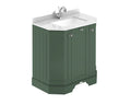 Old London Floor Standing Vanity Unit with White Marble Basin in 1 Tap Hole, 3-Door Sink Cabinet, Durable Traditional Style Soft Close in Hunter Green, 750mm