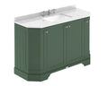 Old London Floor Standing Vanity Unit with Basin 3 Tap Hole with White Marble Top, Durable 4 Door Angled Design Vanity Unit for Traditional Bathroom, Hunter Green, 1200mm