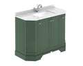 Old London Floor Standing Vanity Unit with Basin 1 Tap Hole and White Marble Top, Durable 4 Door Angled Traditional Bathroom Vanity Units with in Hunter Green, 1000mm